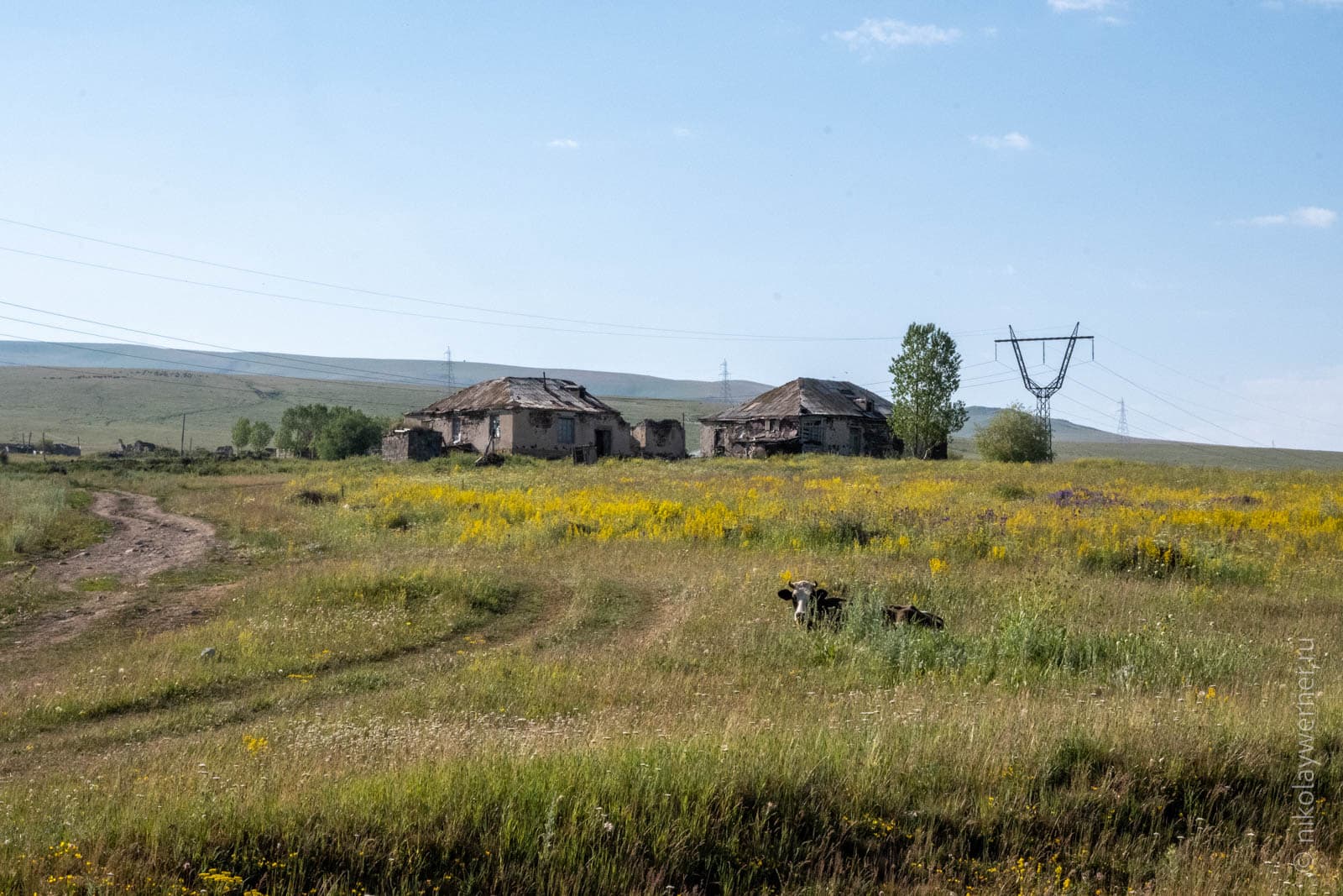 Домики в поле, у трассы к югу от Мартуни